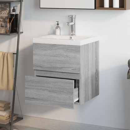 Sink Cabinet with Built-in Basin Grey Sonoma Engineered Wood - Bend