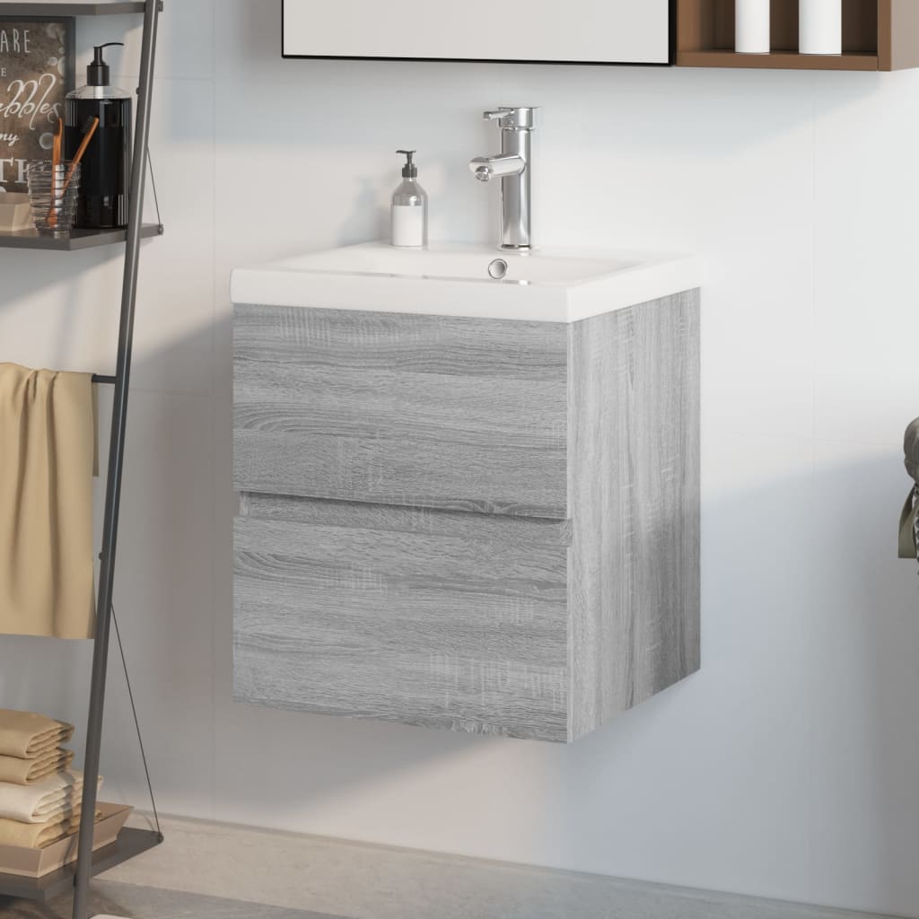 Sink Cabinet with Built-in Basin Grey Sonoma Engineered Wood - Bend