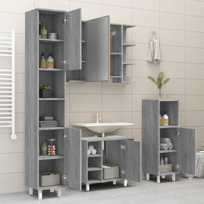 Bathroom Cabinet Grey Sonoma 30x30x179 cm Engineered Wood