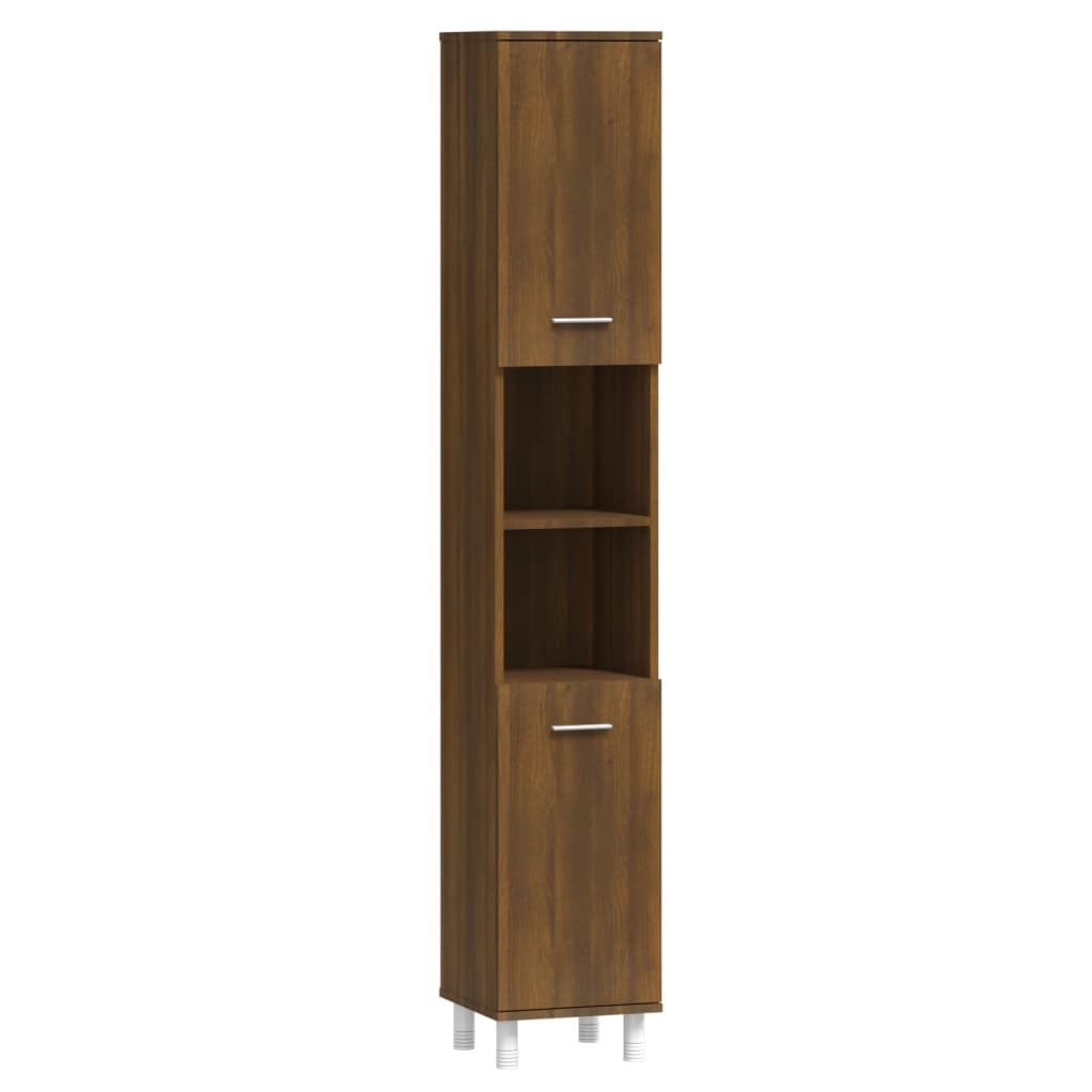 Bathroom Cabinet Brown Oak 30x30x179 cm Engineered Wood