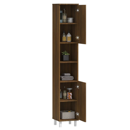 Bathroom Cabinet Brown Oak 30x30x179 cm Engineered Wood