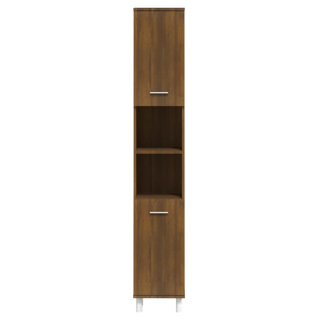 Bathroom Cabinet Brown Oak 30x30x179 cm Engineered Wood