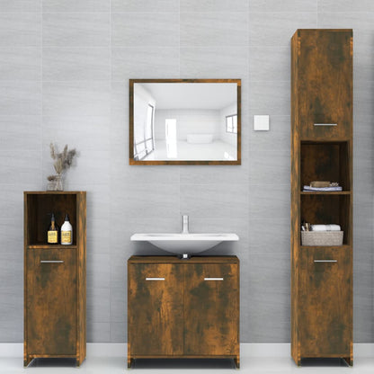 Bathroom Cabinet Smoked Oak 30x30x95 cm Engineered Wood