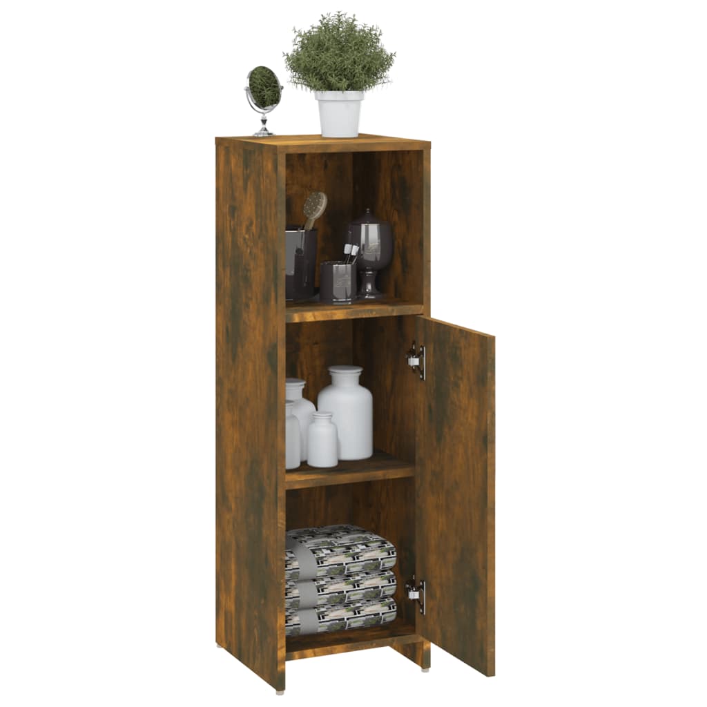 Bathroom Cabinet Smoked Oak 30x30x95 cm Engineered Wood