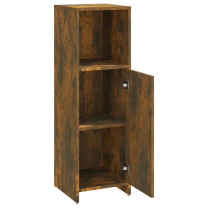 Bathroom Cabinet Smoked Oak 30x30x95 cm Engineered Wood