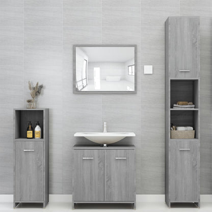 Bathroom Cabinet Grey Sonoma 30x30x95 cm Engineered Wood