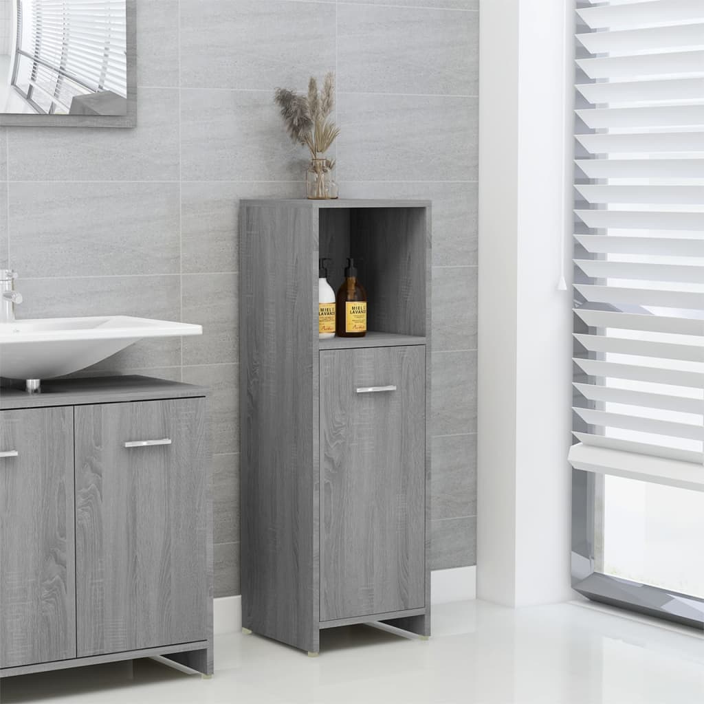 Bathroom Cabinet Grey Sonoma 30x30x95 cm Engineered Wood