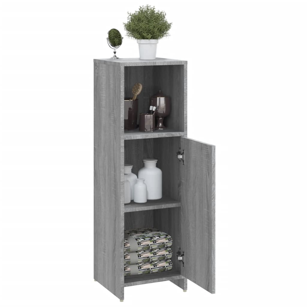 Bathroom Cabinet Grey Sonoma 30x30x95 cm Engineered Wood