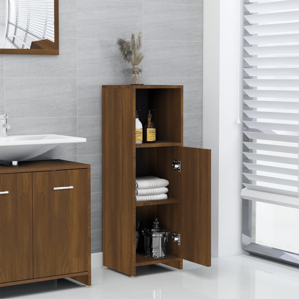 Bathroom Cabinet Brown Oak 30x30x95 cm Engineered Wood