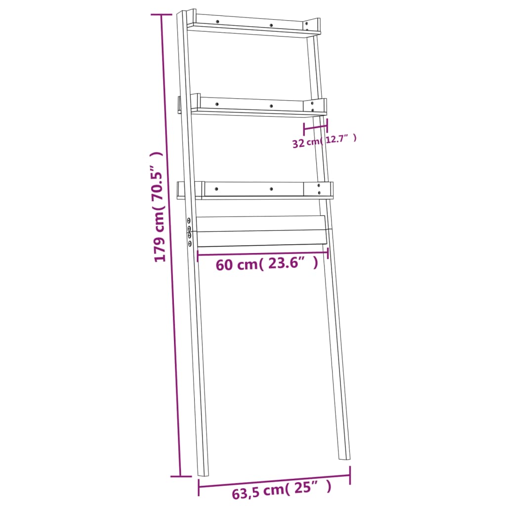 Toilet Rack 63.5x32x179 cm Solid Wood Pine - Bend