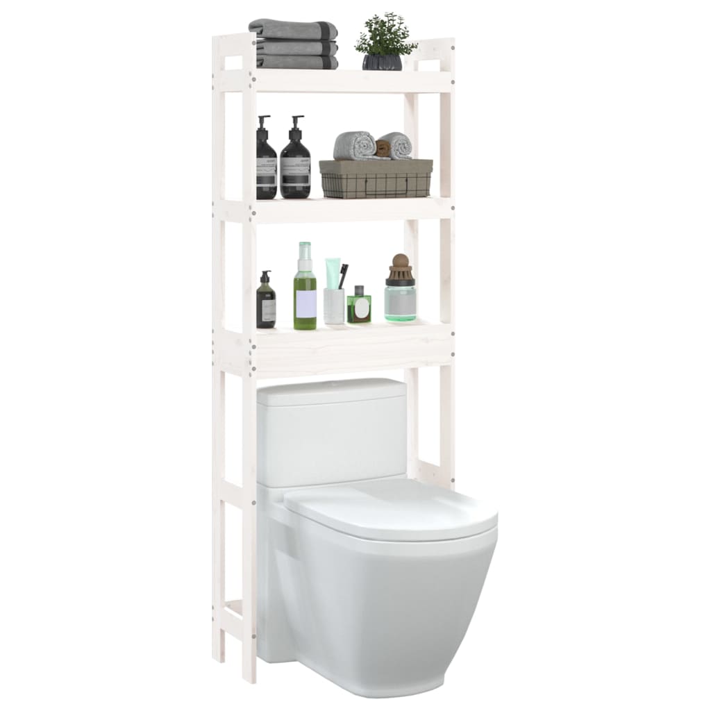 Toilet Rack White 63x26x171 cm Solid Wood Pine - Bend