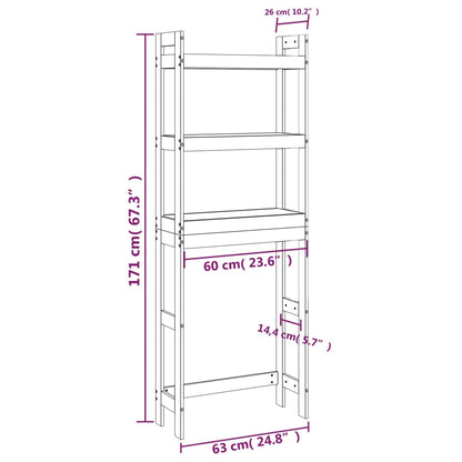 Toilet Rack White 63x26x171 cm Solid Wood Pine - Bend