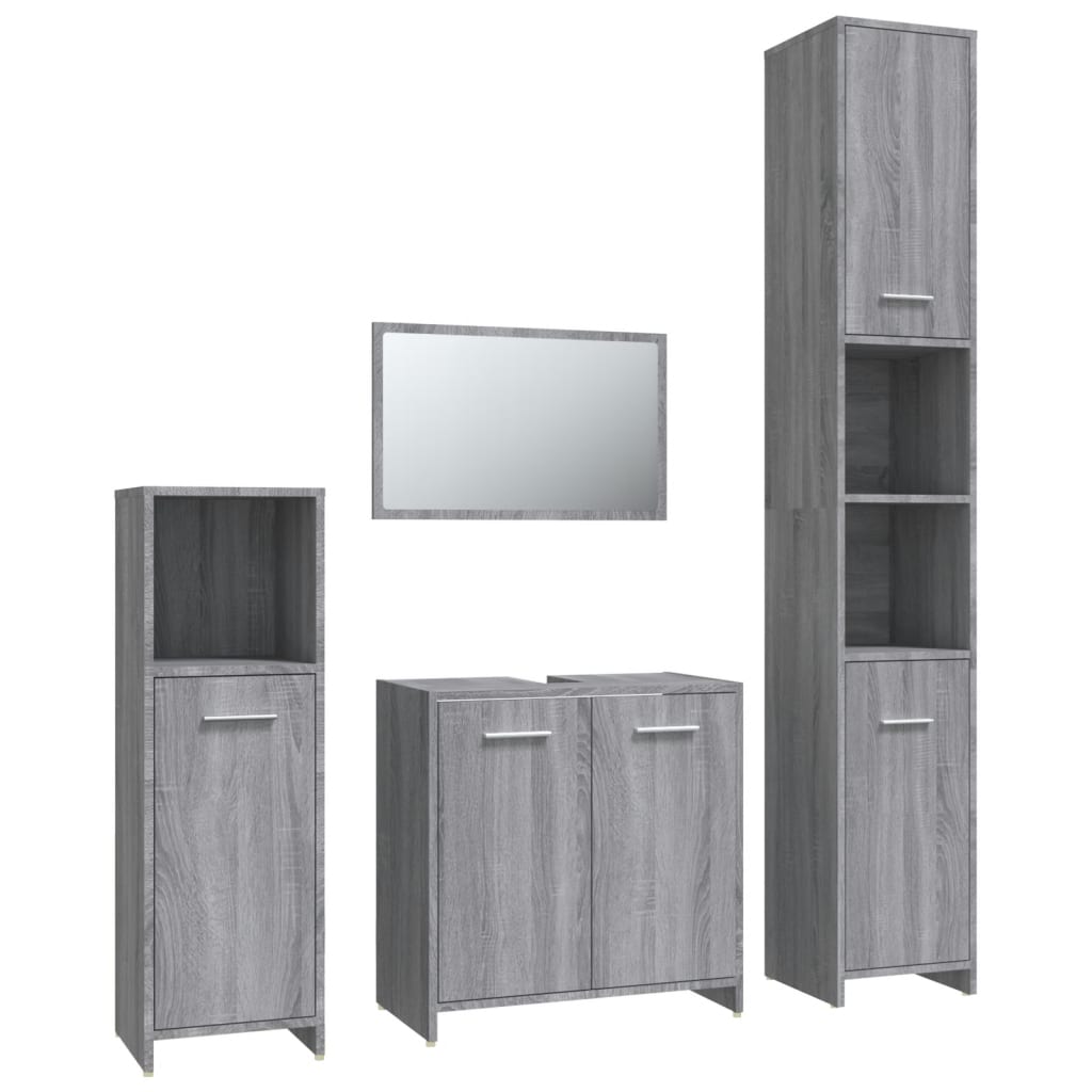 4 Piece Bathroom Furniture Set Grey Sonoma Engineered Wood