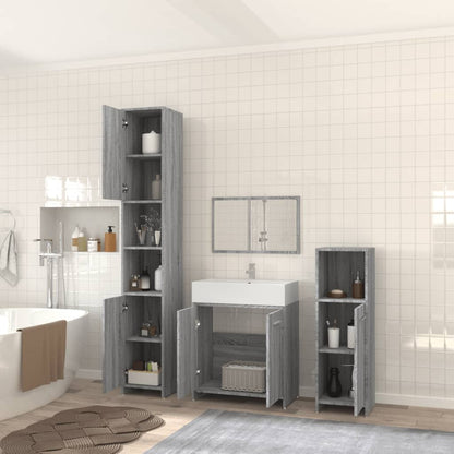 4 Piece Bathroom Furniture Set Grey Sonoma Engineered Wood