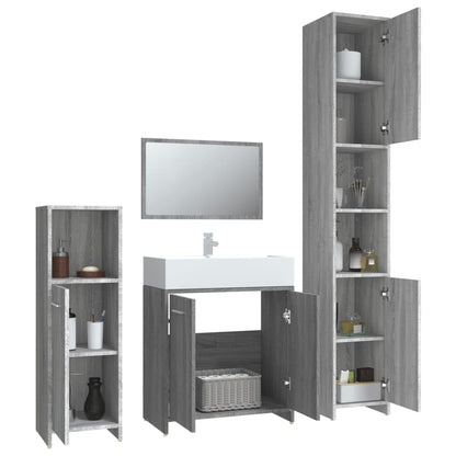 4 Piece Bathroom Furniture Set Grey Sonoma Engineered Wood