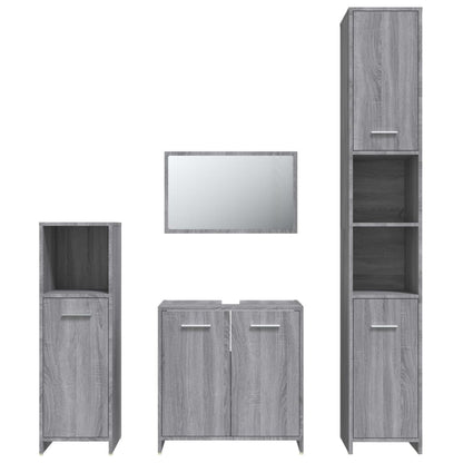 4 Piece Bathroom Furniture Set Grey Sonoma Engineered Wood