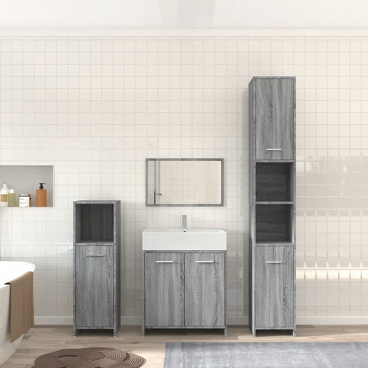 4 Piece Bathroom Furniture Set Grey Sonoma Engineered Wood