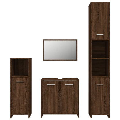 4 Piece Bathroom Furniture Set Brown Oak Engineered Wood