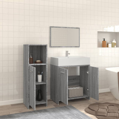 3 Piece Bathroom Furniture Set Grey Sonoma Engineered Wood