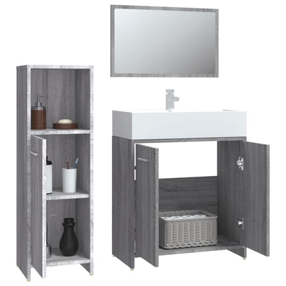 3 Piece Bathroom Furniture Set Grey Sonoma Engineered Wood