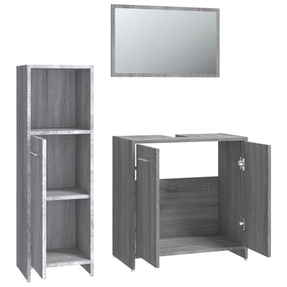 3 Piece Bathroom Furniture Set Grey Sonoma Engineered Wood