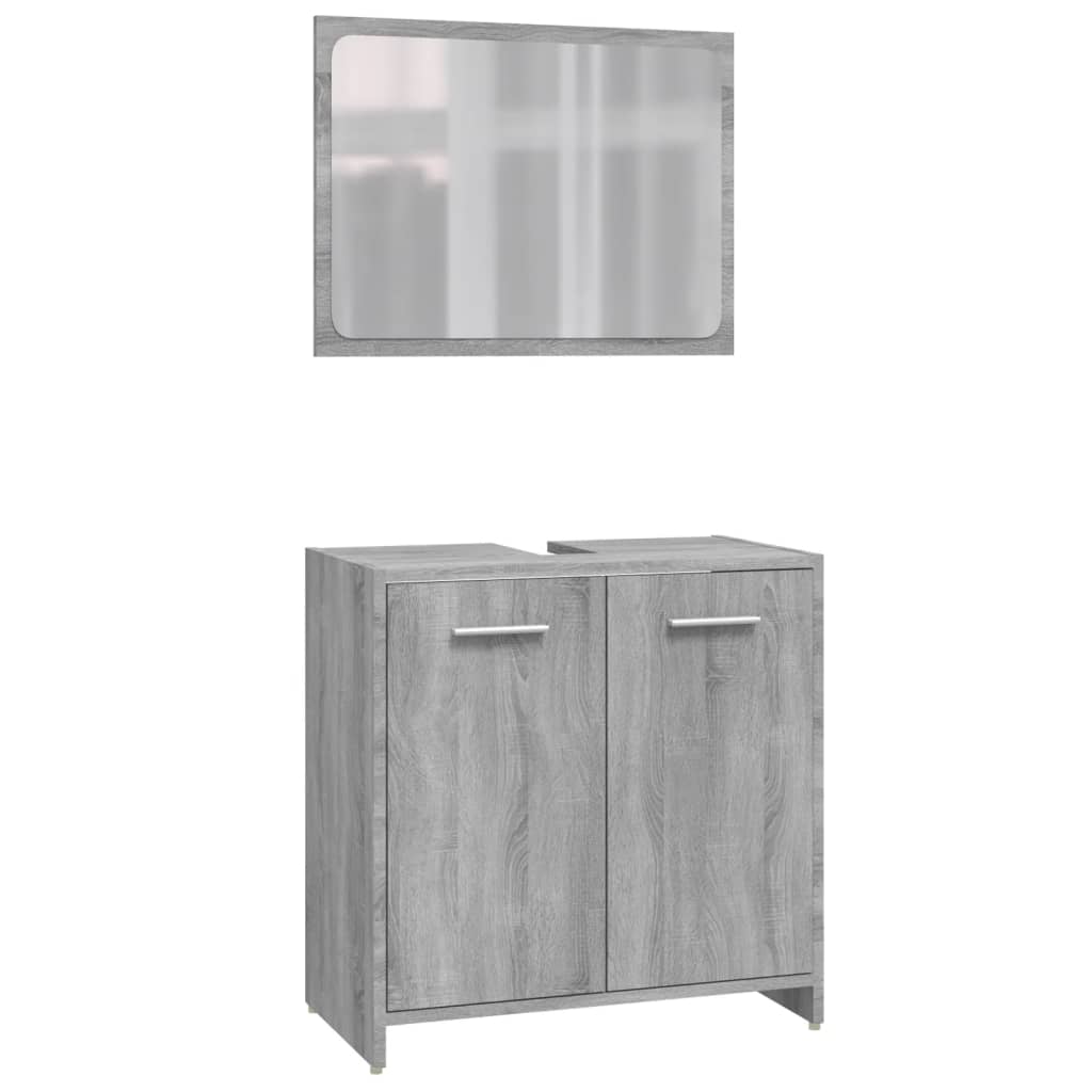 3 Piece Bathroom Furniture Set Grey Sonoma Engineered Wood