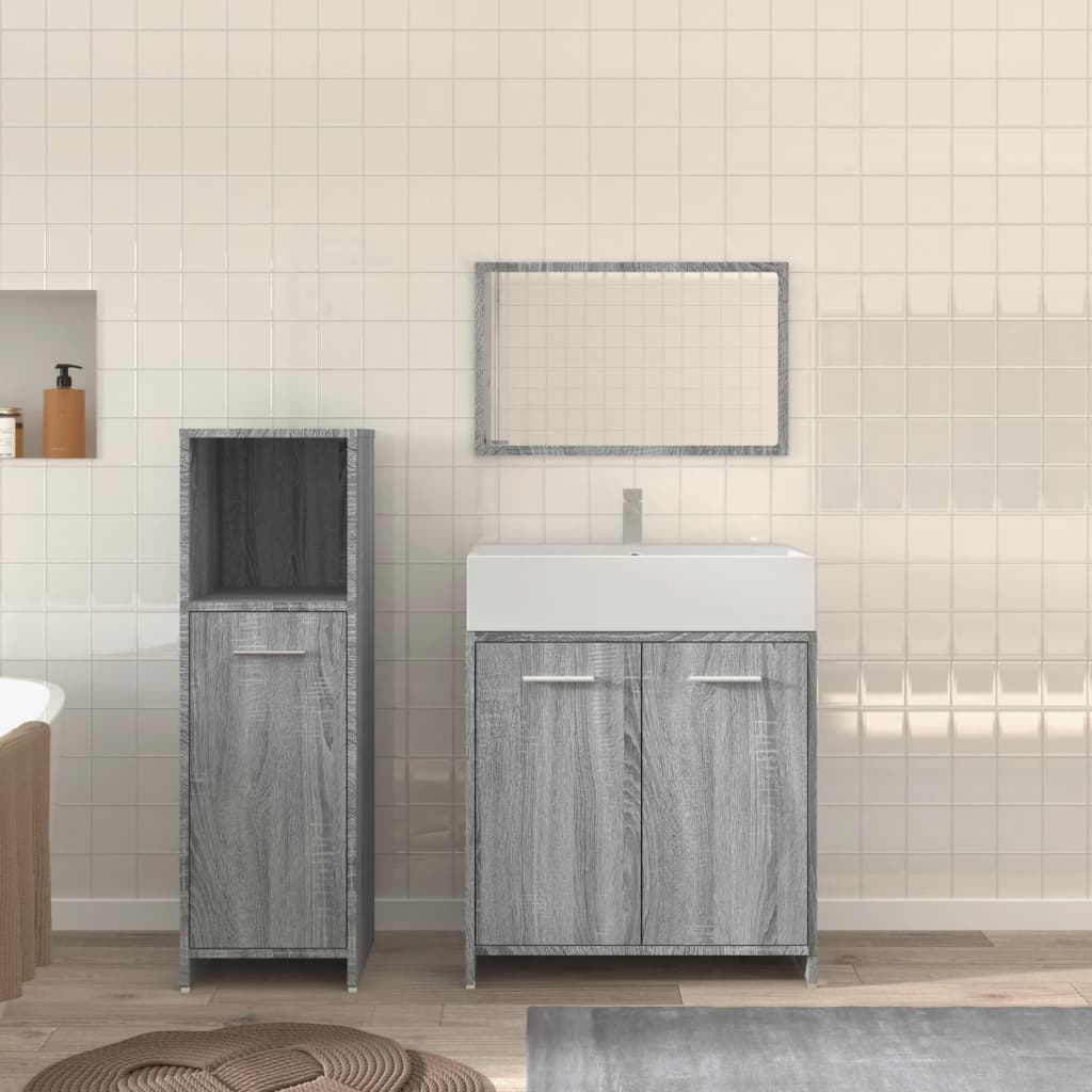 3 Piece Bathroom Furniture Set Grey Sonoma Engineered Wood