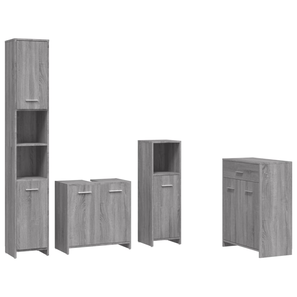 4 Piece Bathroom Furniture Set Grey Sonoma Engineered Wood