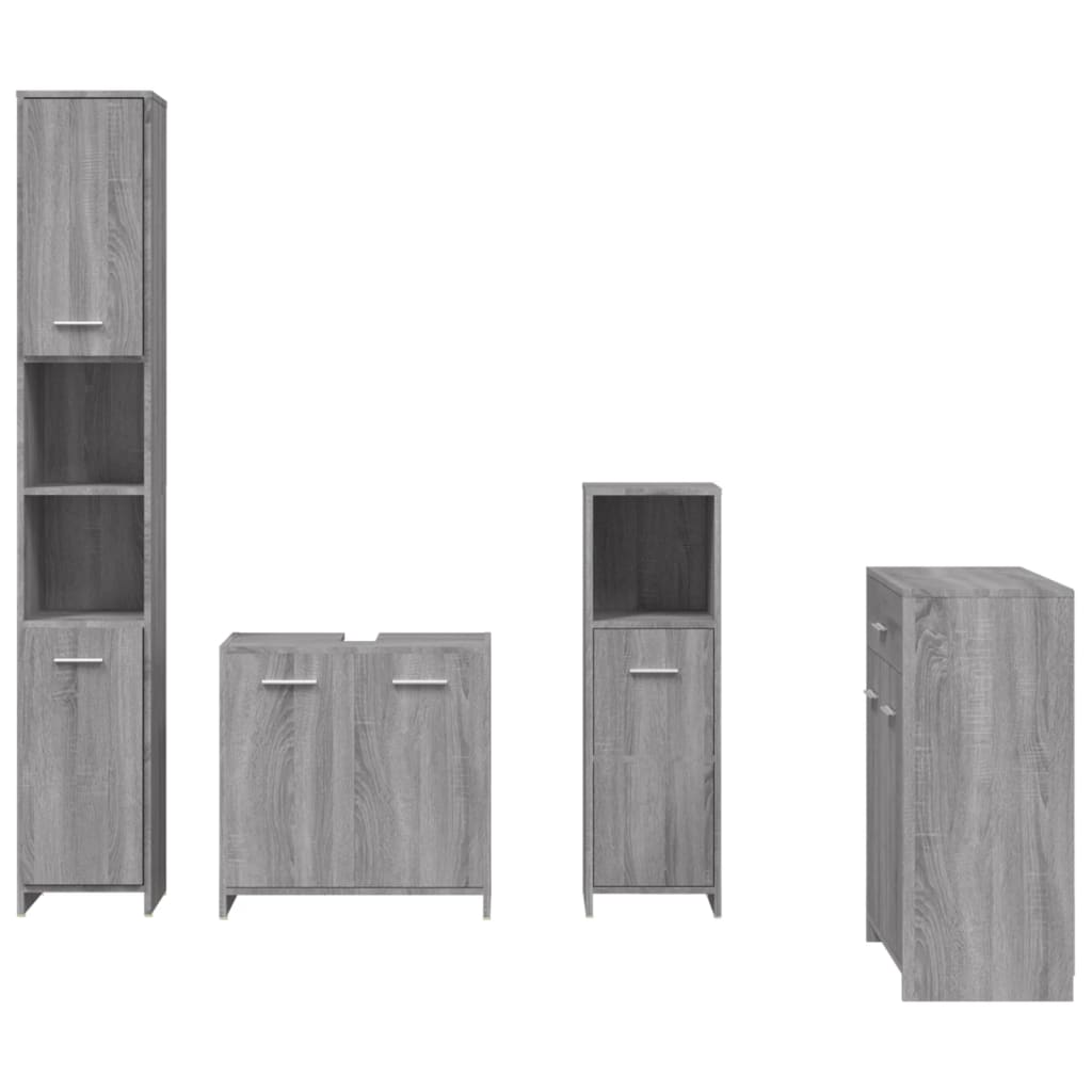 4 Piece Bathroom Furniture Set Grey Sonoma Engineered Wood