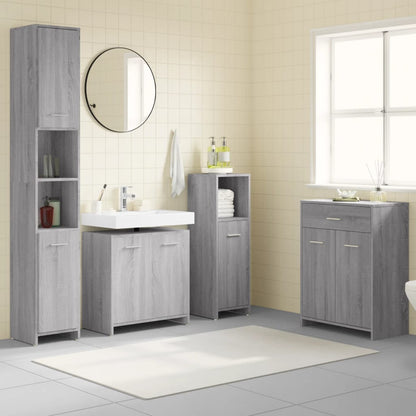 4 Piece Bathroom Furniture Set Grey Sonoma Engineered Wood