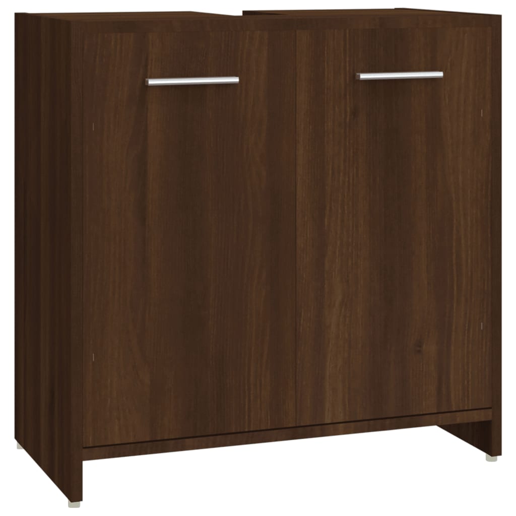 4 Piece Bathroom Furniture Set Brown Oak Engineered Wood