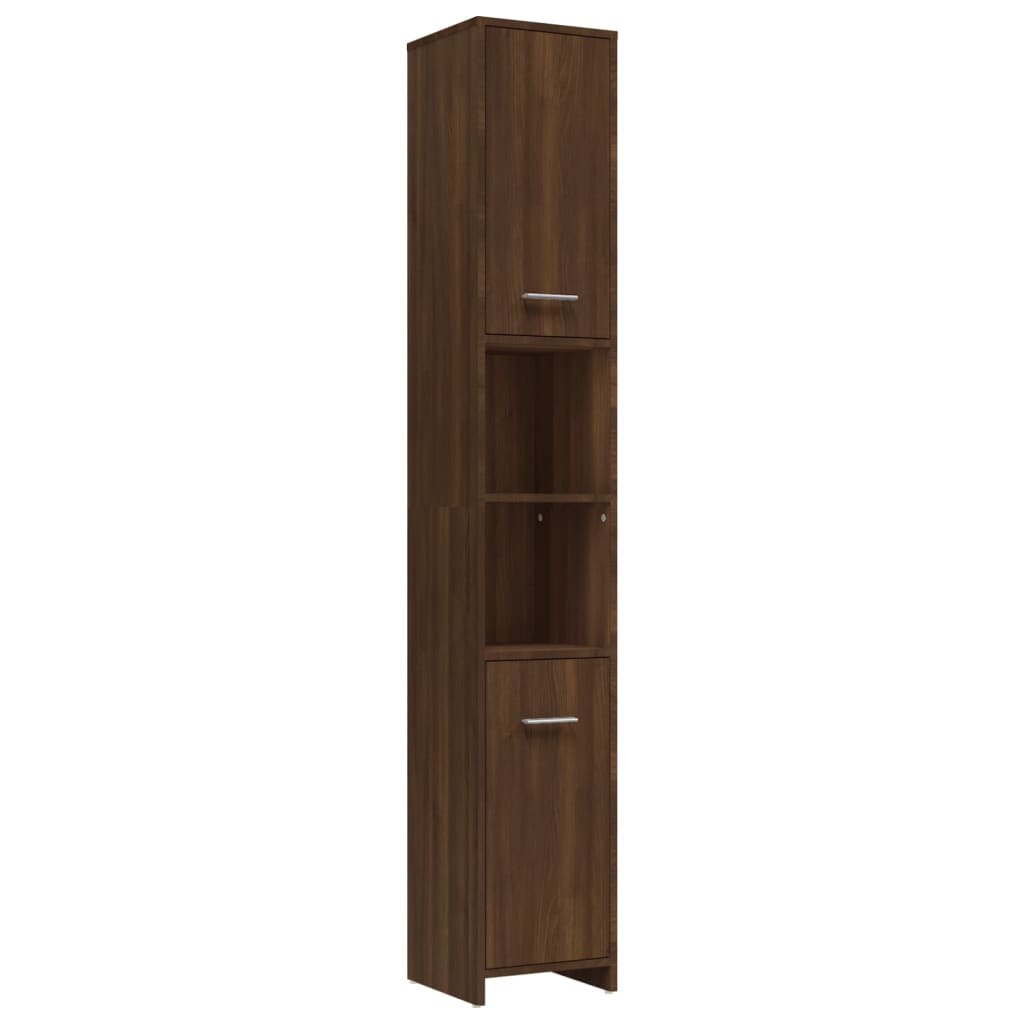 4 Piece Bathroom Furniture Set Brown Oak Engineered Wood