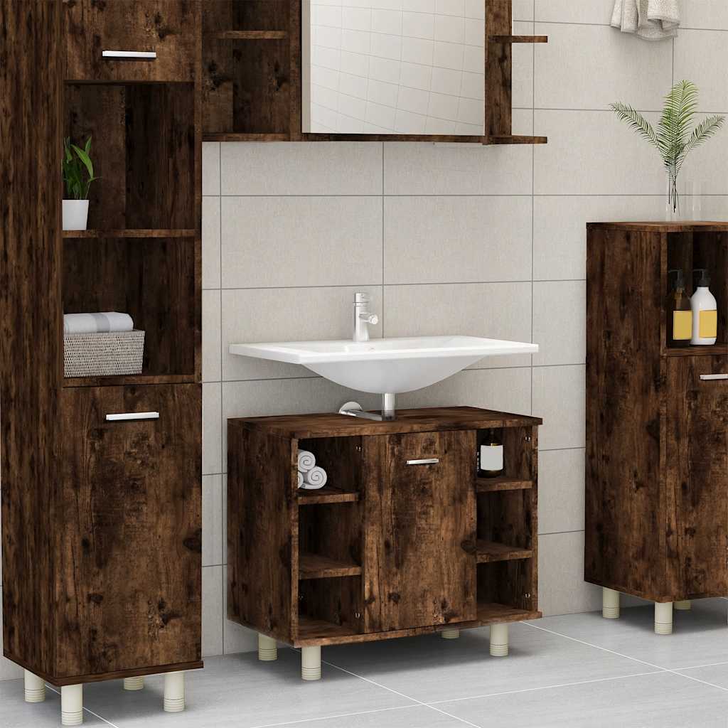 Bathroom Cabinet Smoked Oak 60x32x53.5 cm Engineered Wood