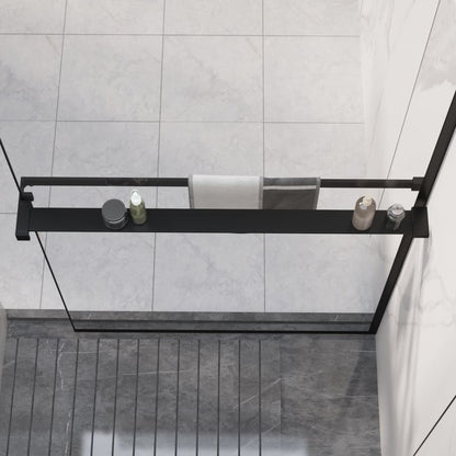 Shower Shelf for Walk-in Shower Wall Black Aluminium