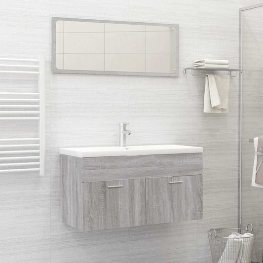 2 Piece Bathroom Furniture Set Grey Sonoma Engineered Wood