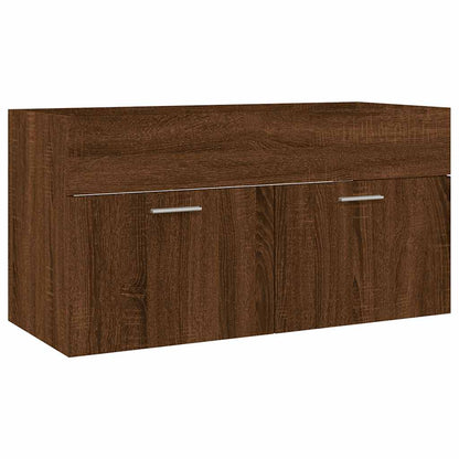 2 Piece Bathroom Furniture Set Brown Oak Engineered Wood