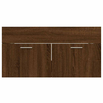 2 Piece Bathroom Furniture Set Brown Oak Engineered Wood