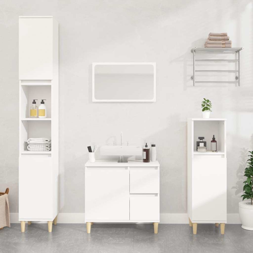 Bathroom Cabinet White 30x30x190 cm Engineered Wood - Bend