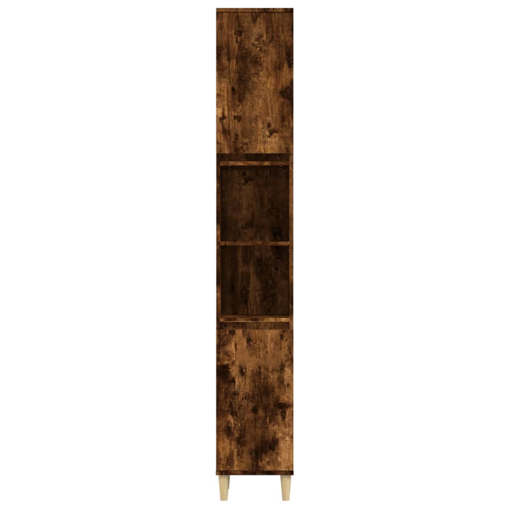 Bathroom Cabinet Smoked Oak 30x30x190 cm Engineered Wood - Bend