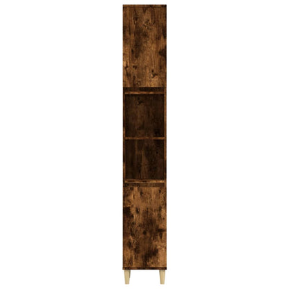 Bathroom Cabinet Smoked Oak 30x30x190 cm Engineered Wood - Bend