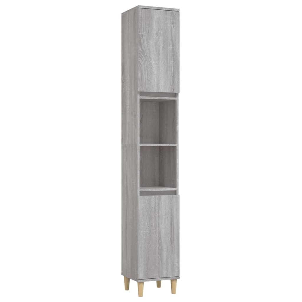 Bathroom Cabinet Grey Sonoma 30x30x190 cm Engineered Wood - Bend