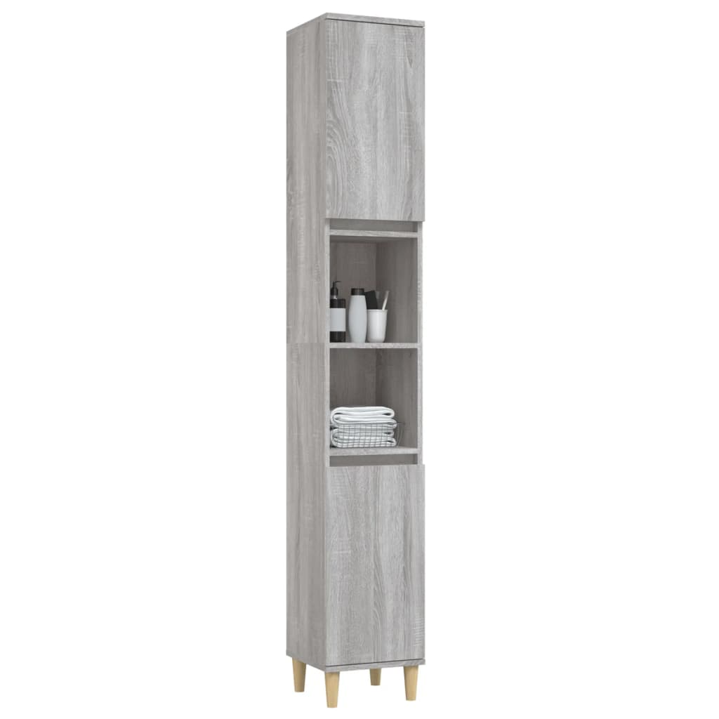 Bathroom Cabinet Grey Sonoma 30x30x190 cm Engineered Wood - Bend