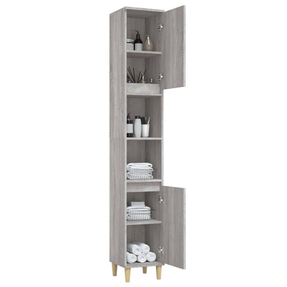 Bathroom Cabinet Grey Sonoma 30x30x190 cm Engineered Wood - Bend