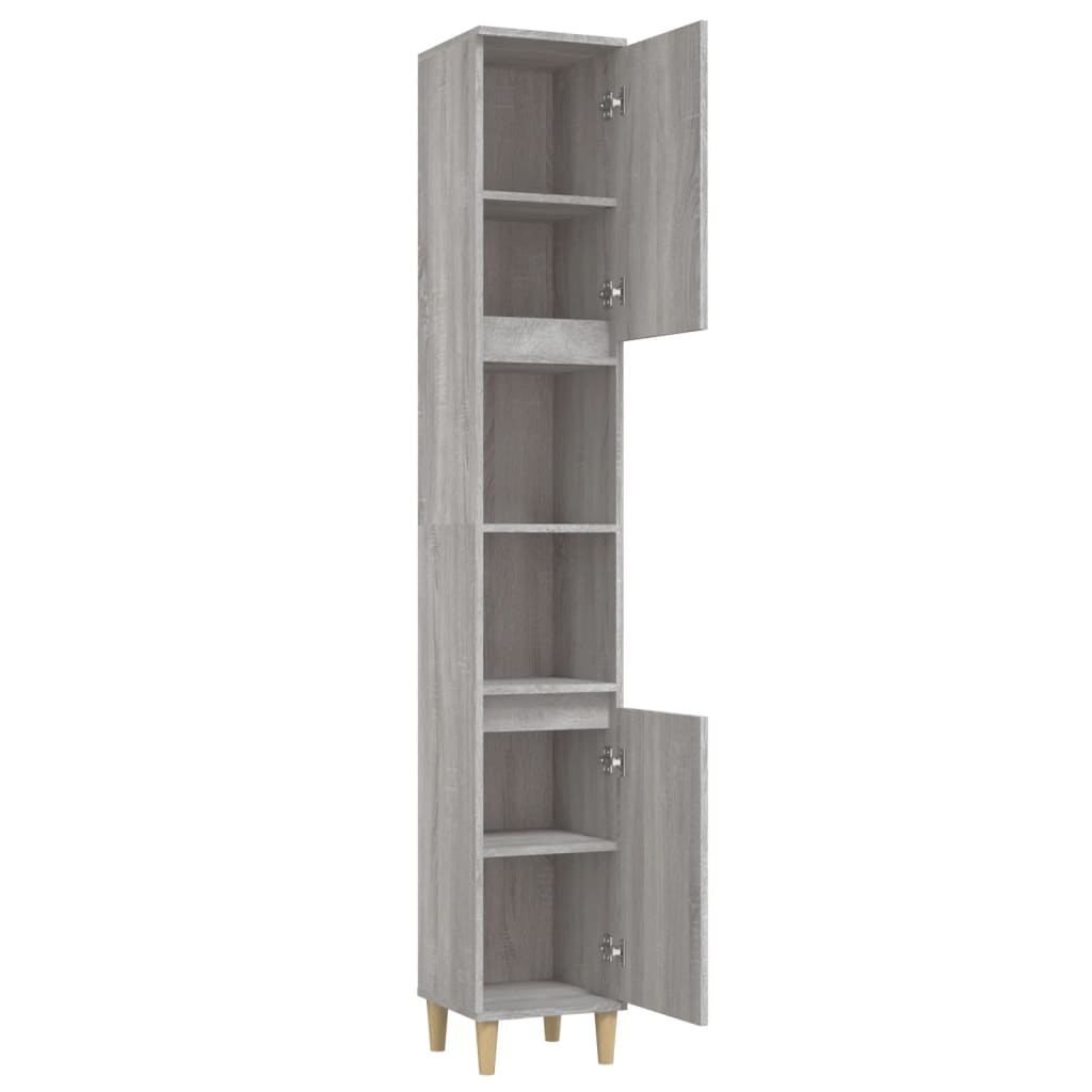 Bathroom Cabinet Grey Sonoma 30x30x190 cm Engineered Wood - Bend