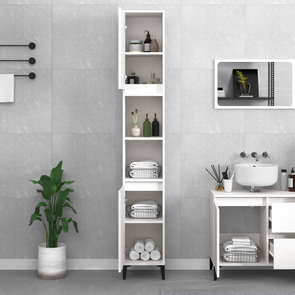 Bathroom Cabinet White 30x30x190 cm Engineered Wood - Bend