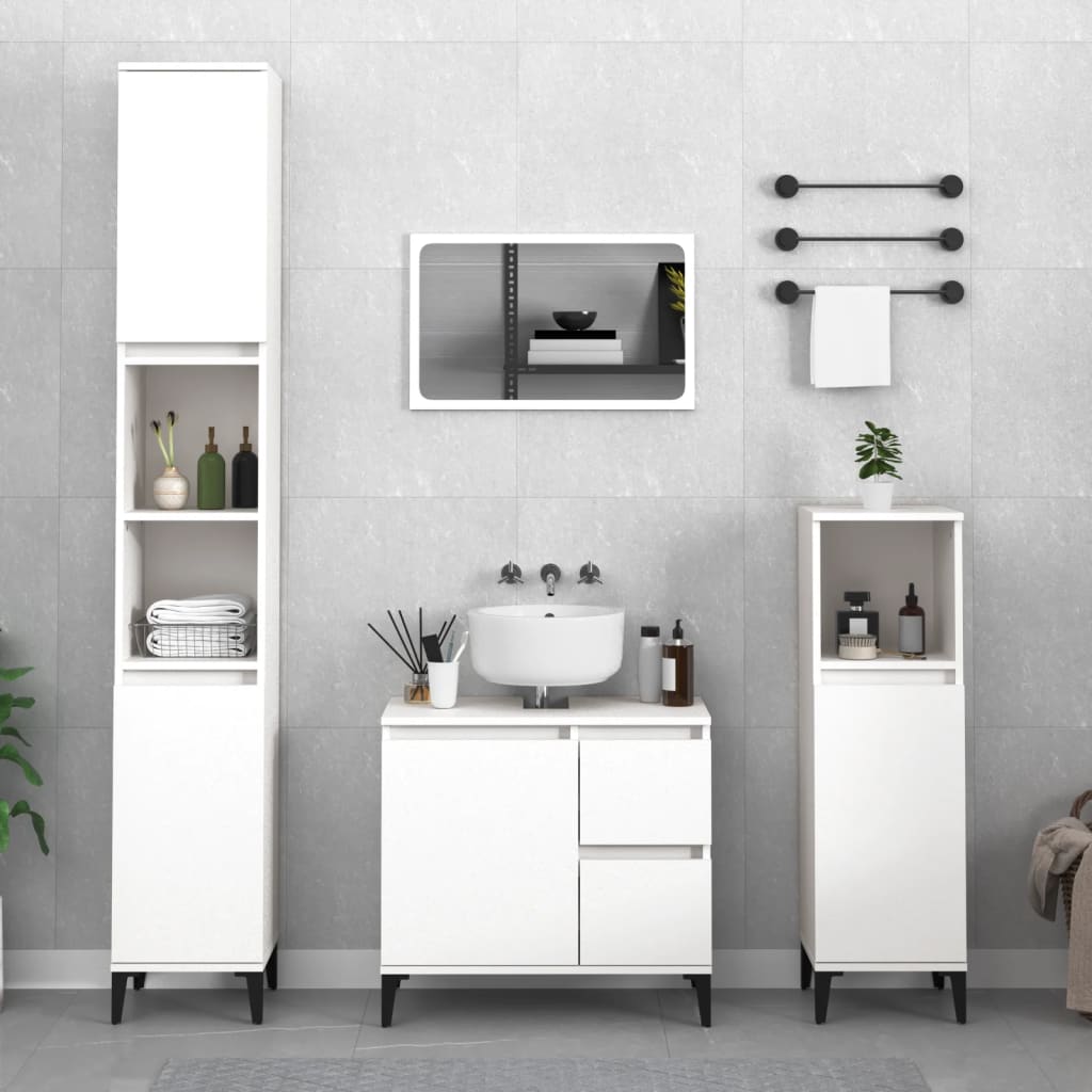 Bathroom Cabinet White 30x30x190 cm Engineered Wood - Bend