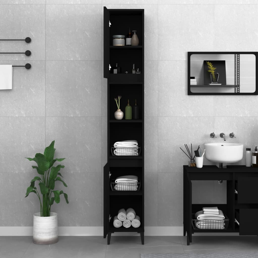 Modern Black Bathroom Storage Cabinet - Bend