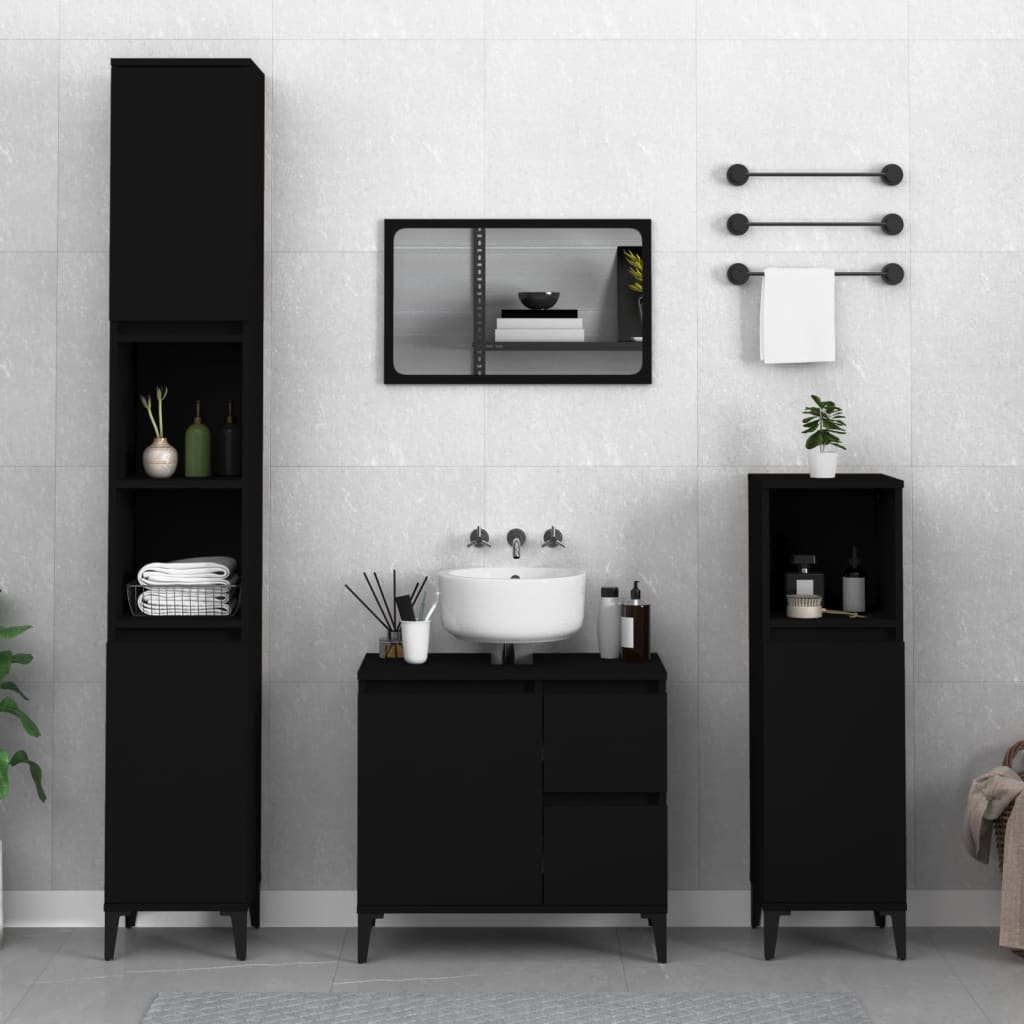 Modern Black Bathroom Storage Cabinet - Bend