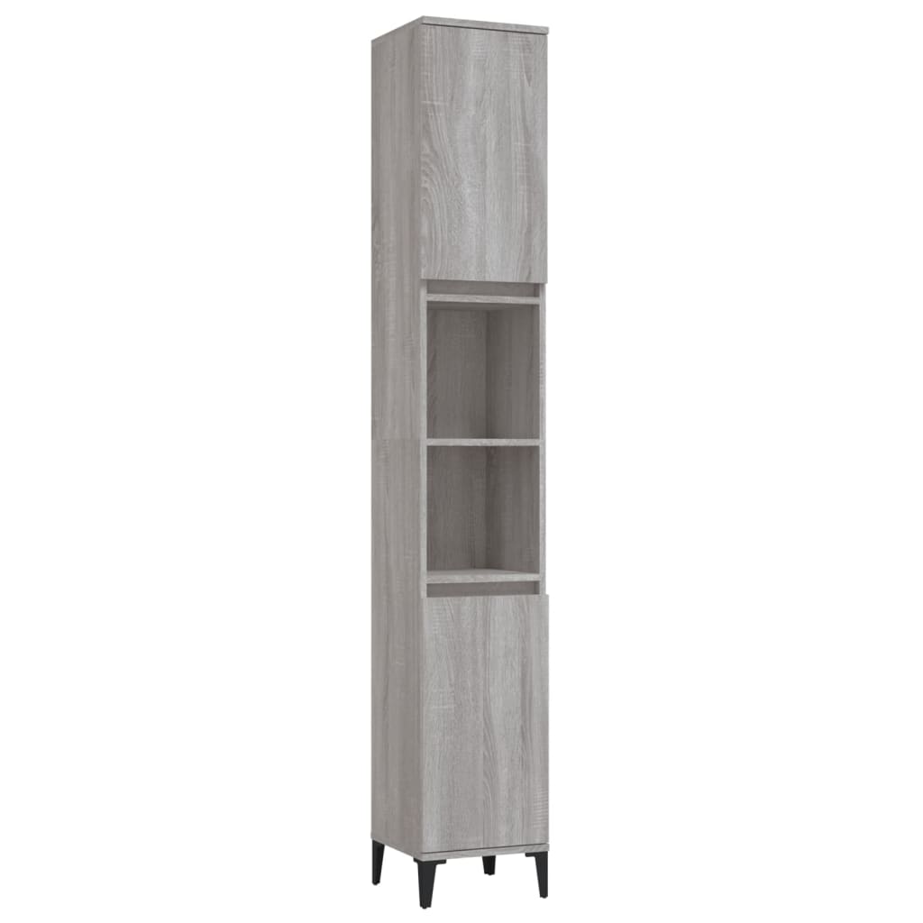 Bathroom Cabinet Grey Sonoma 30x30x190 cm Engineered Wood - Bend