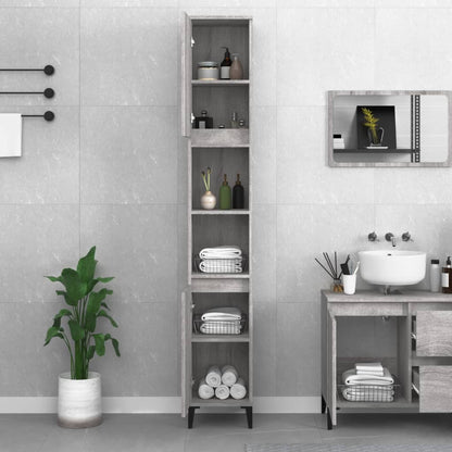 Bathroom Cabinet Grey Sonoma 30x30x190 cm Engineered Wood - Bend